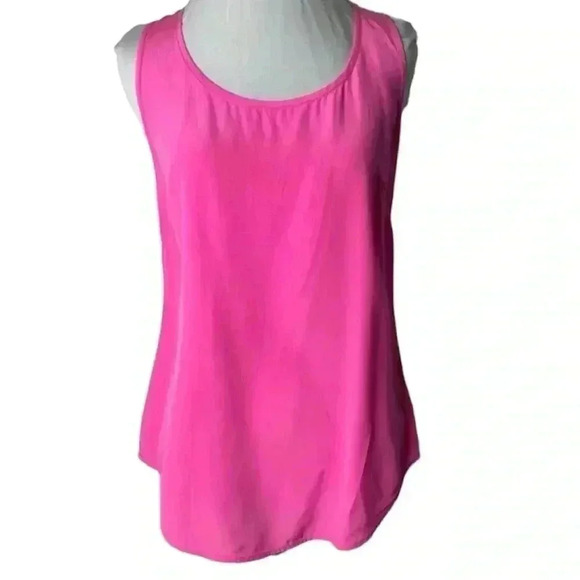 Lilly Pulitzer Alyssa 100% Silk Racerback Tank in Pink Fusion size XS EUC - Picture 2 of 5